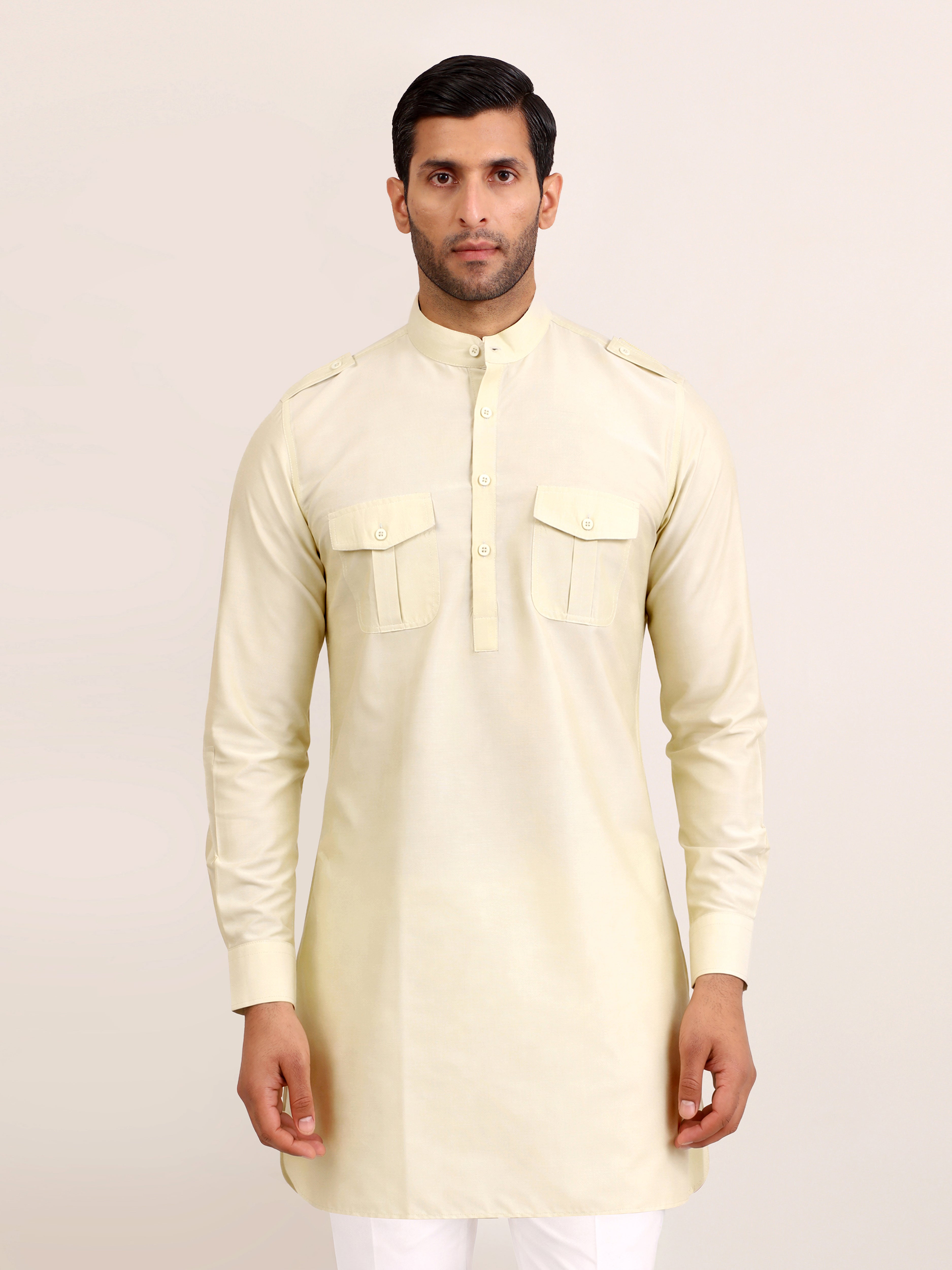 IVORY UTILITY SHORT KURTA