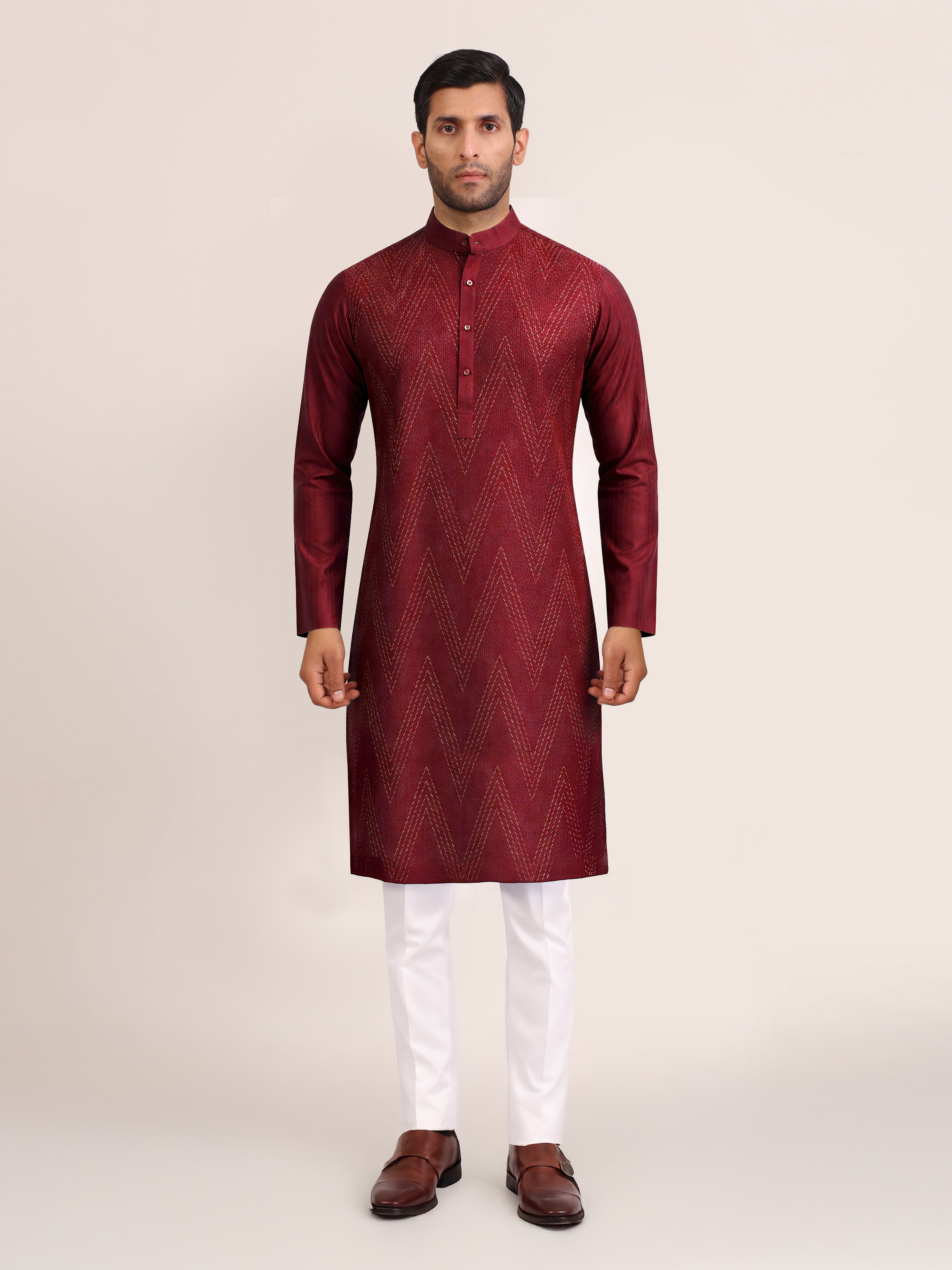 CRIMSON CHEVRON KURTA