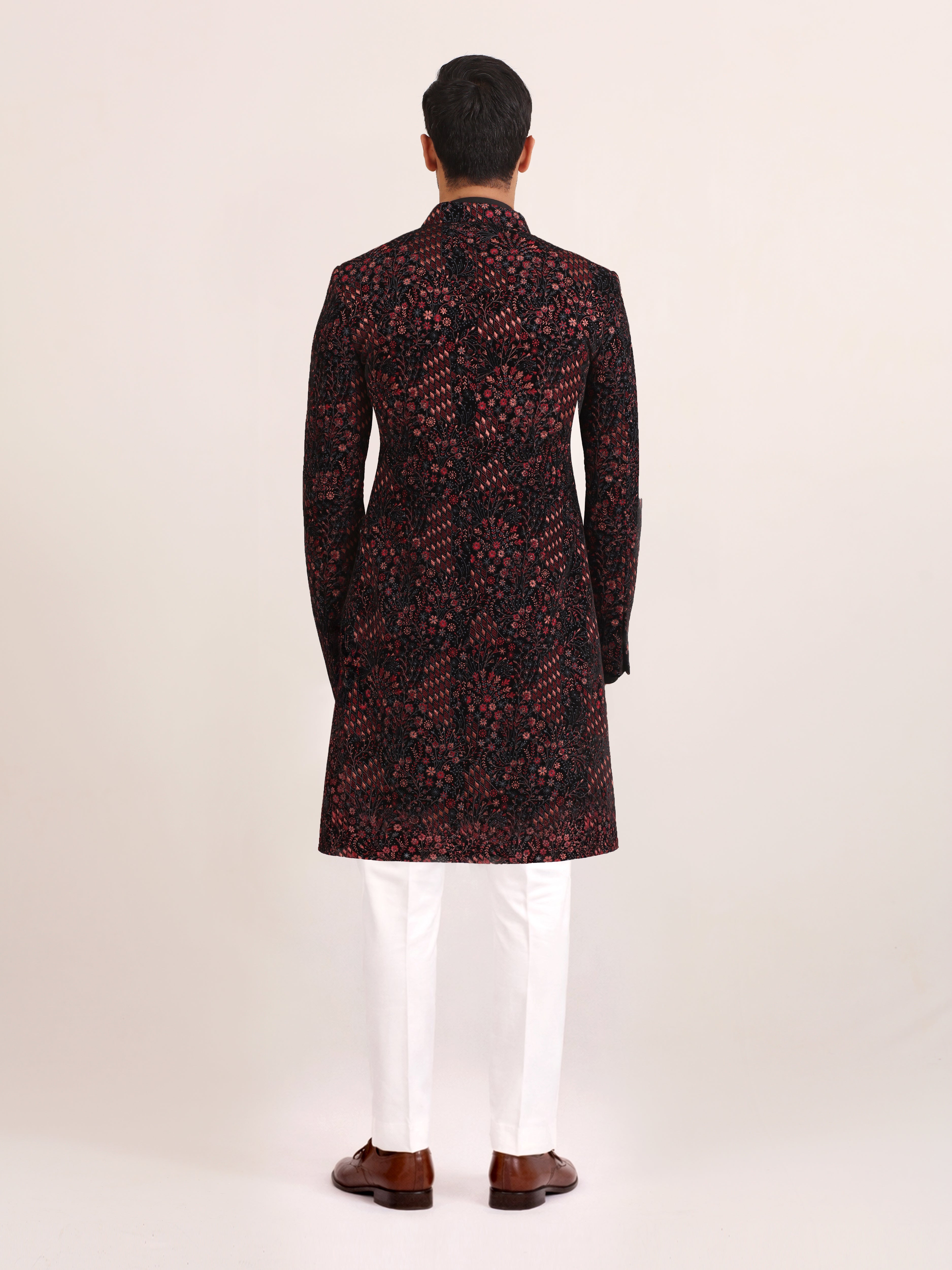 NOIR MAROON EMBROIDERED ACHKAN