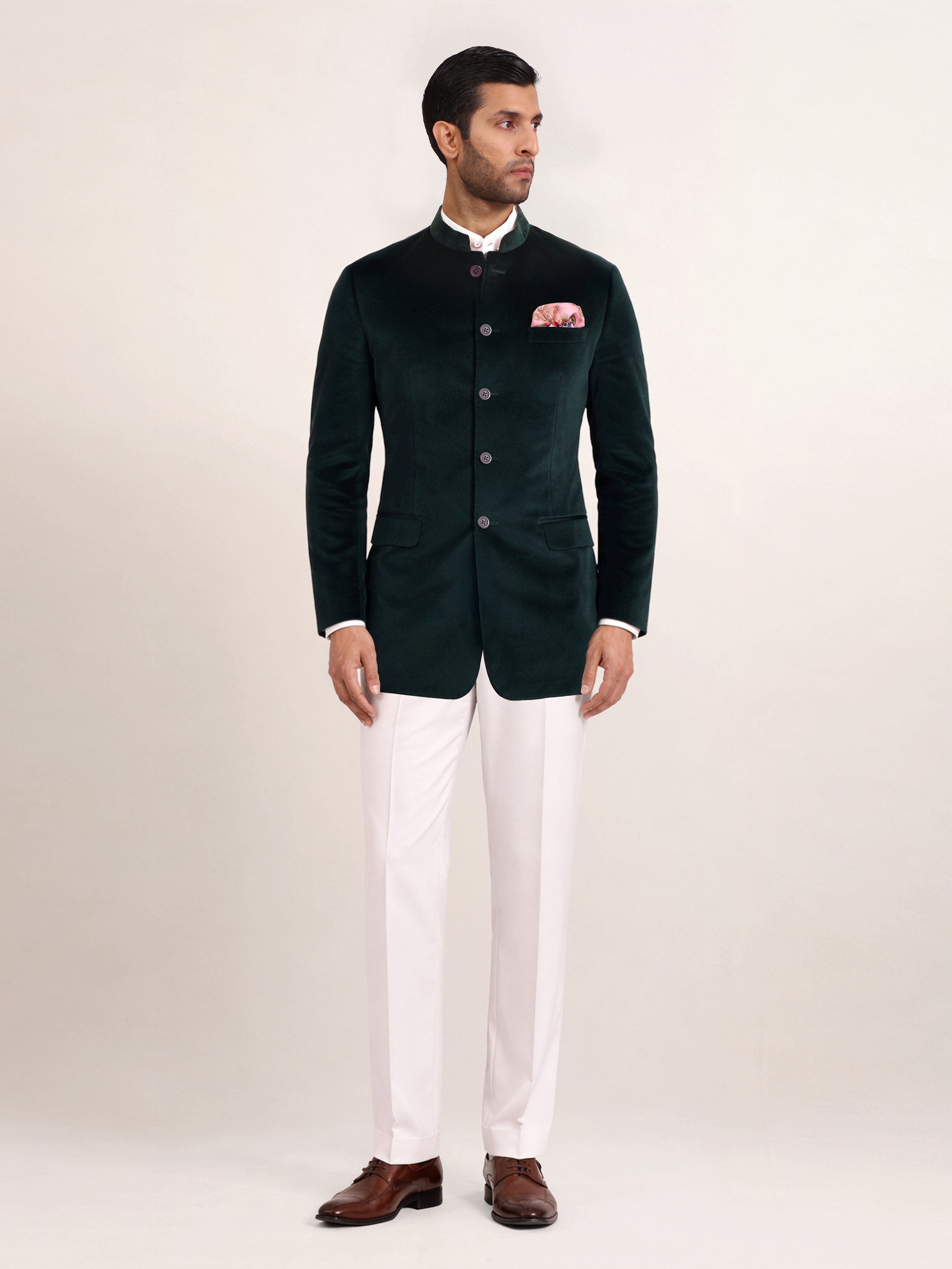 EMERALD VELVET BANDHGALA