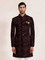 NOIR MAROON EMBROIDERED ACHKAN