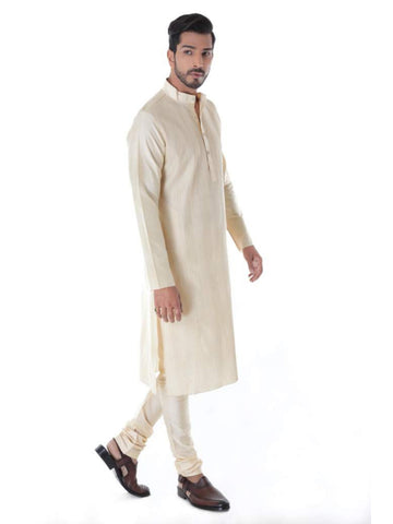 OFFWHITE COTTON SILK BLEND PINTUCK KURTA