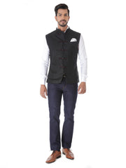 BLACK LINEN WAISTCOAT