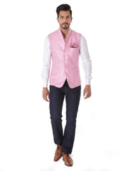 PINK LINEN CLASSIC WAISTCOAT