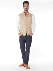 BEIGE LINEN CLASSIC WAISTCOAT