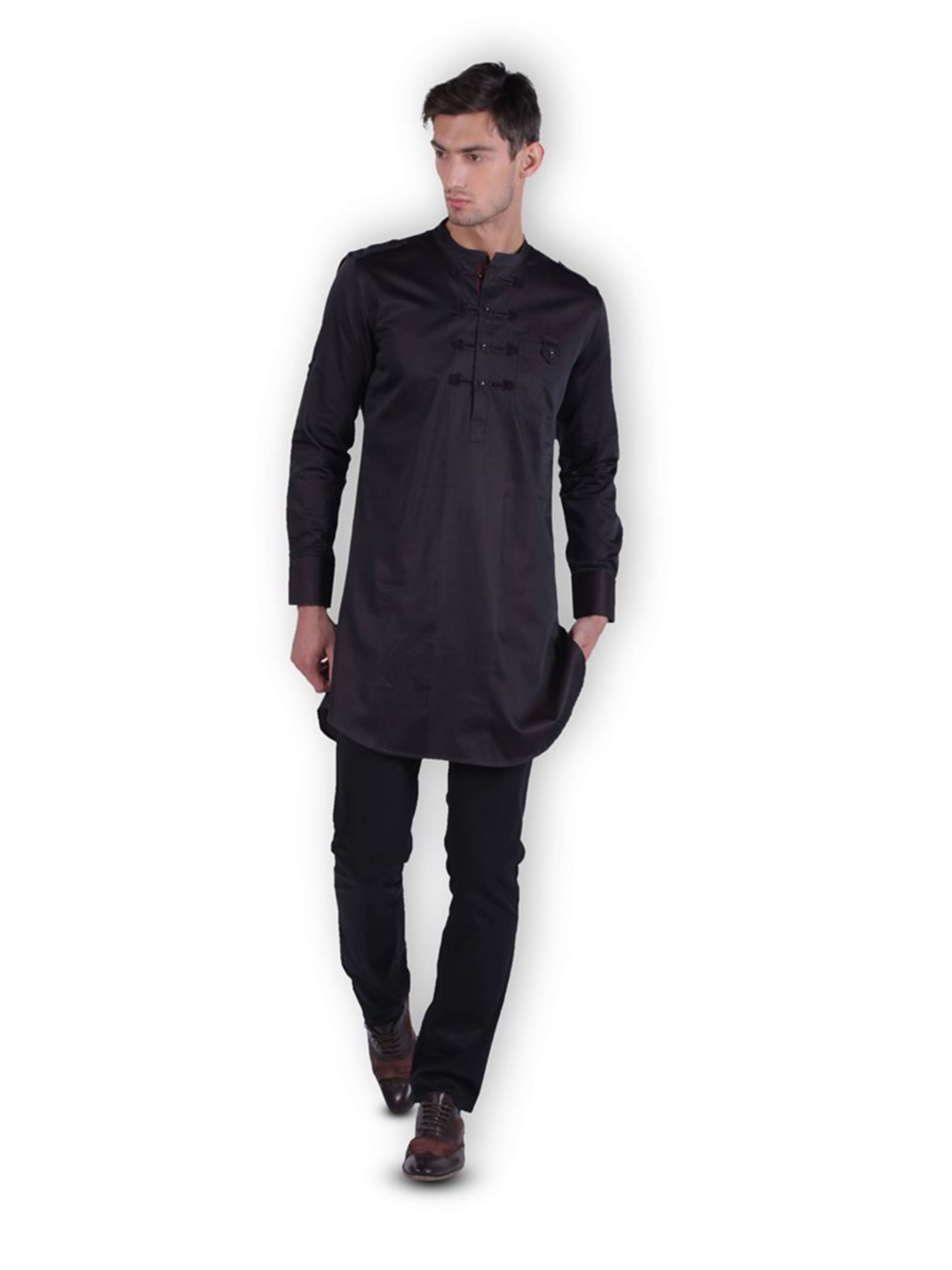 DESIGNER BLACK SILK KURTA