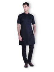 MEN'S BLACK SILK KURTA
