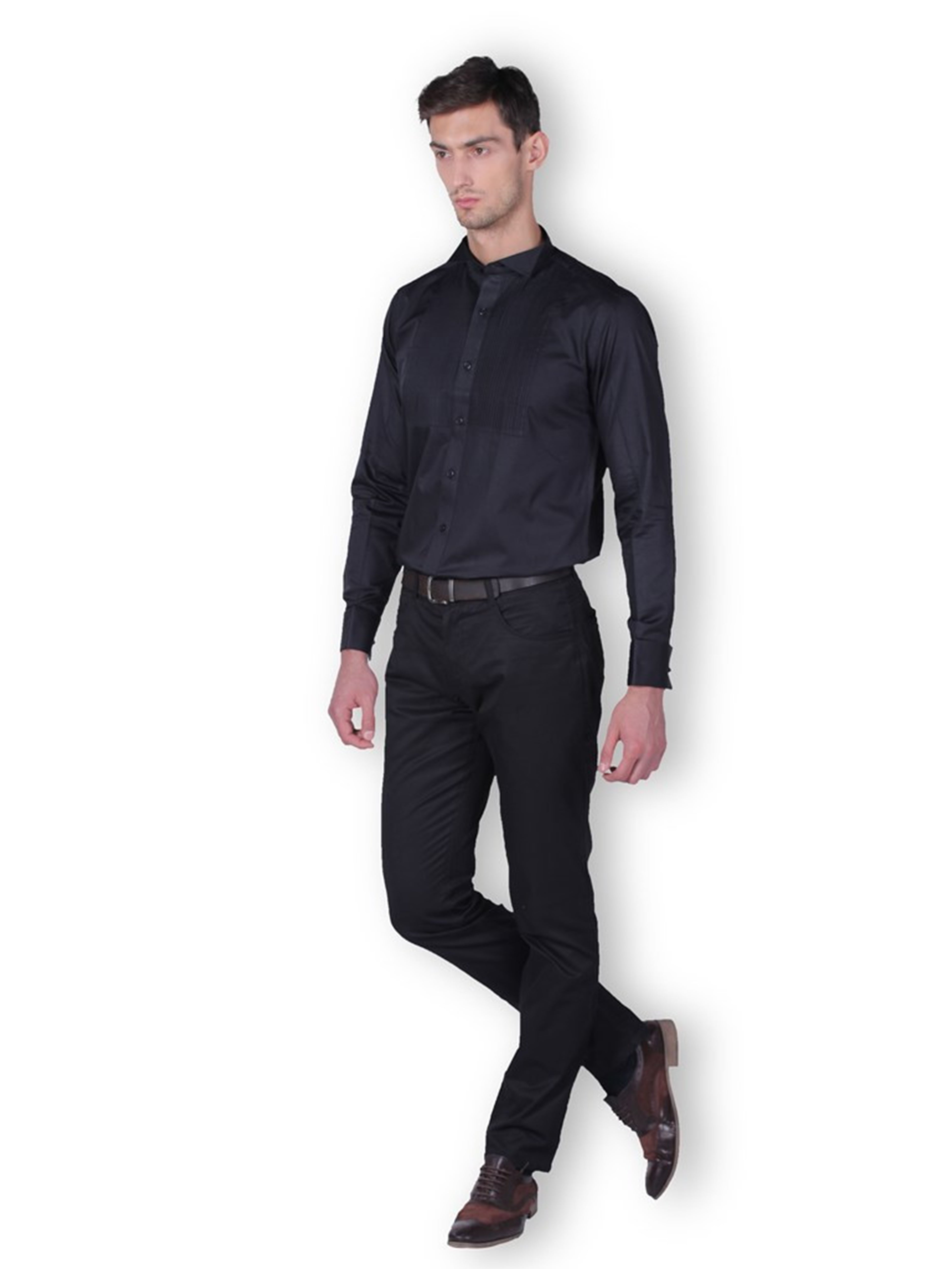 MEN'S COTTON BLACK ANTONIO FULL SLEEVE SHIRT