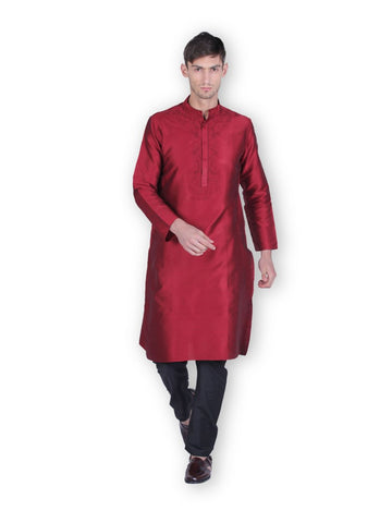 MEN'S MAROON COTTON KURTA