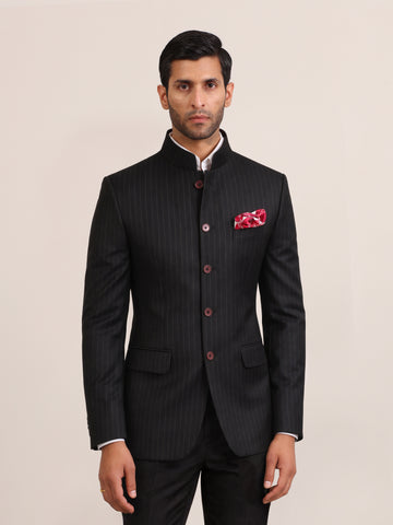 BLACK STRIPE BANDHGALA