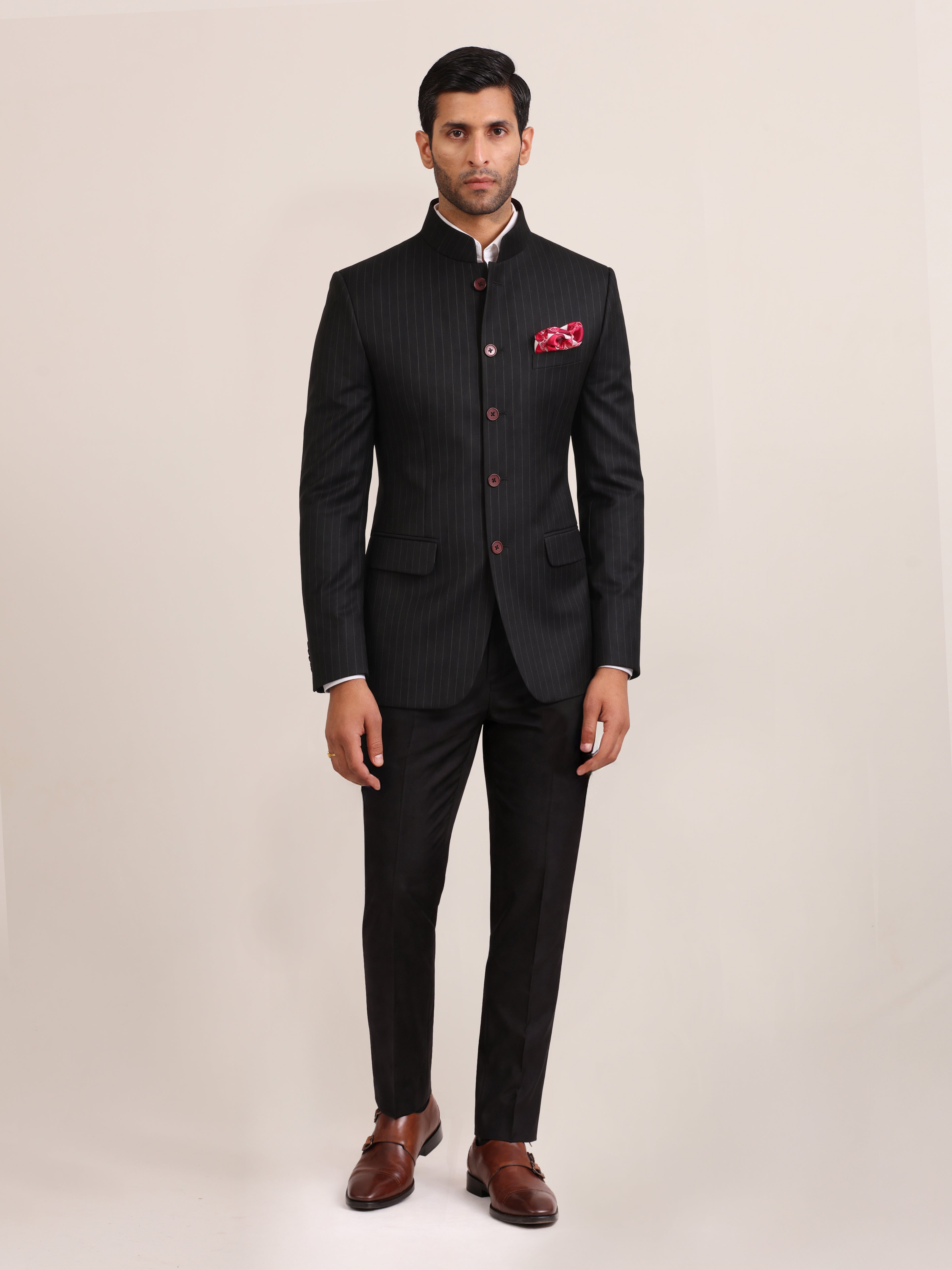 BLACK STRIPE BANDHGALA