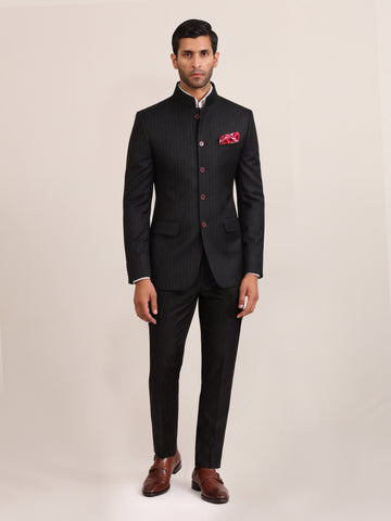 BLACK STRIPE BANDHGALA