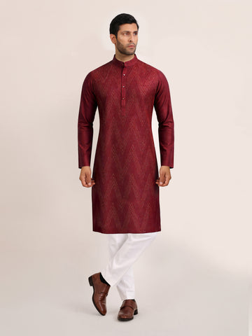 CRIMSON CHEVRON KURTA