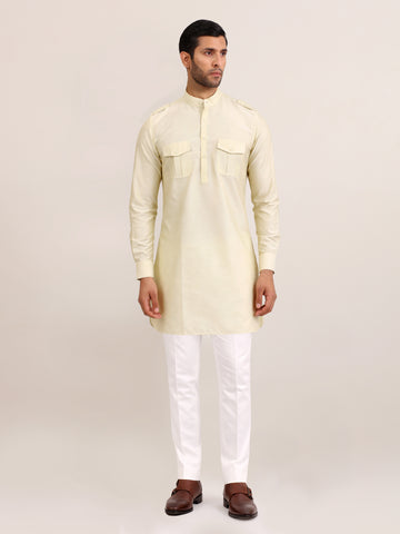 IVORY UTILITY SHORT KURTA