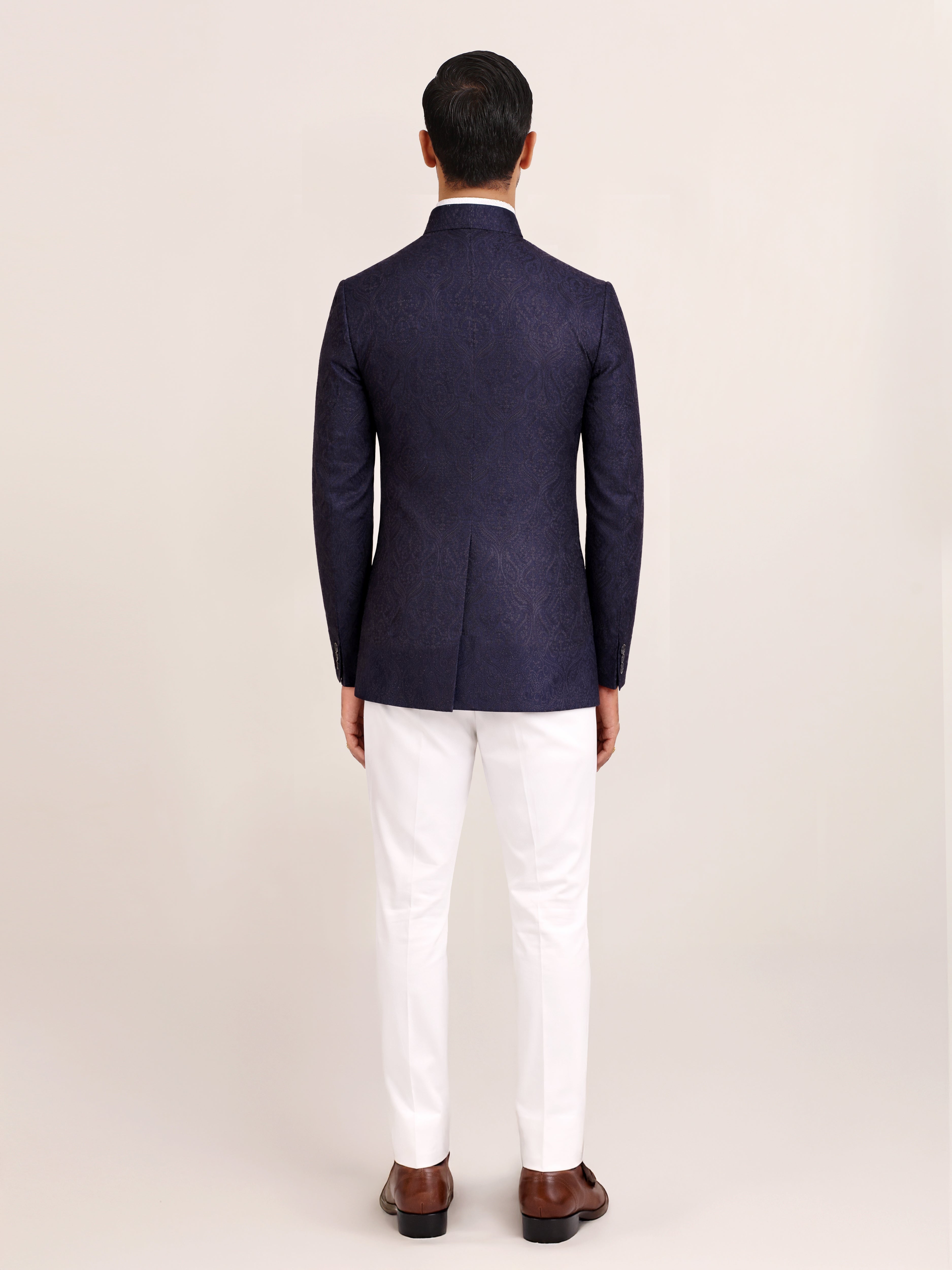 NAVY JACQUARD BANDHGALA