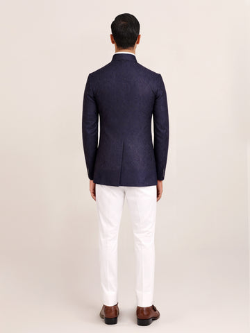 NAVY JACQUARD BANDHGALA