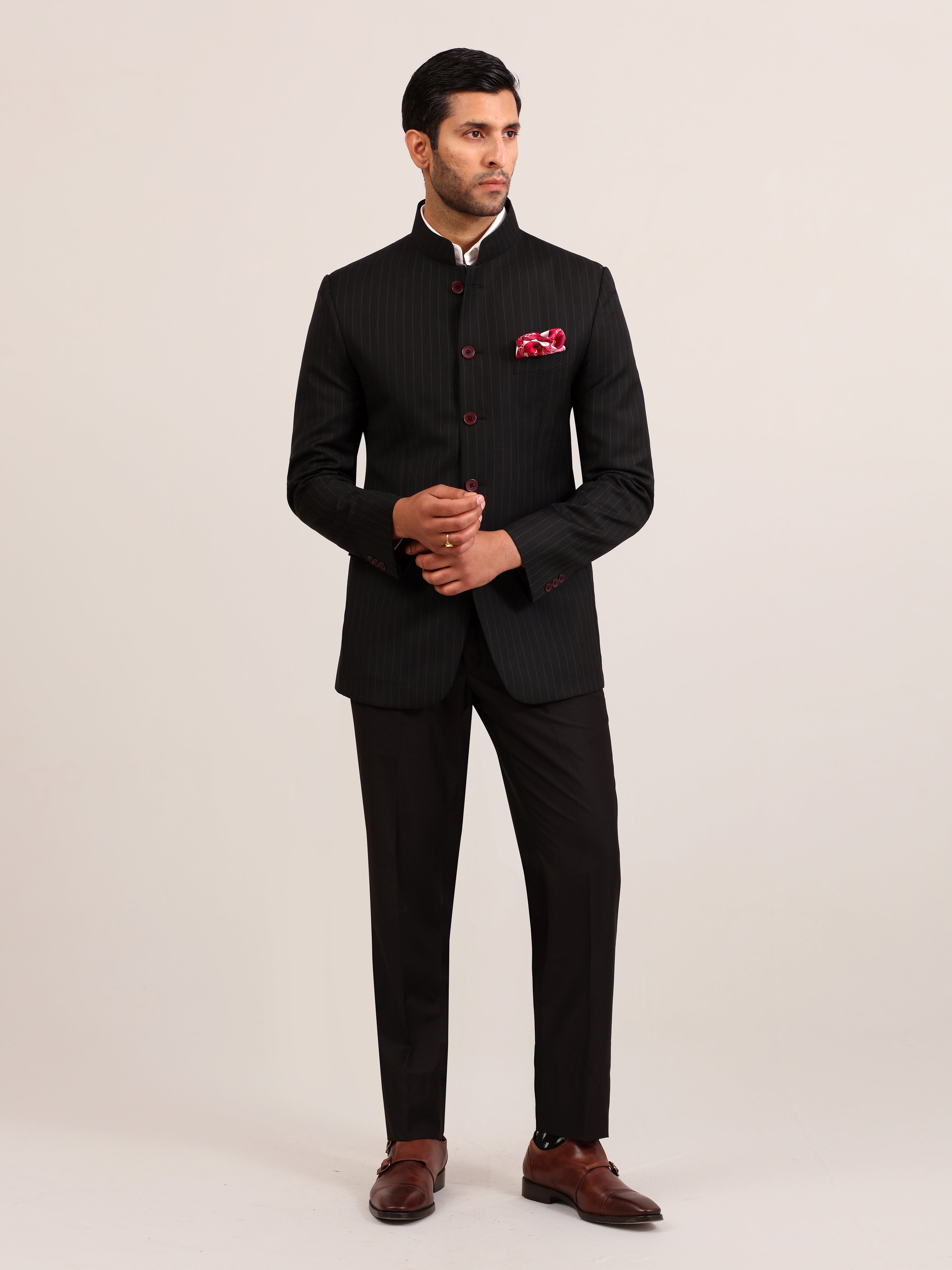 BLACK STRIPE BANDHGALA