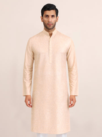 BEIGE TEXTURED KURTA