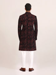 NOIR MAROON EMBROIDERED ACHKAN