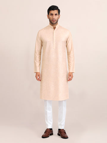 BEIGE TEXTURED KURTA