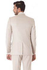 Classic Off white Bandhgala Suit with Pocket Square