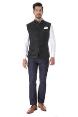 Black Linen Waist Coat