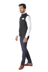 Black Linen Waist Coat