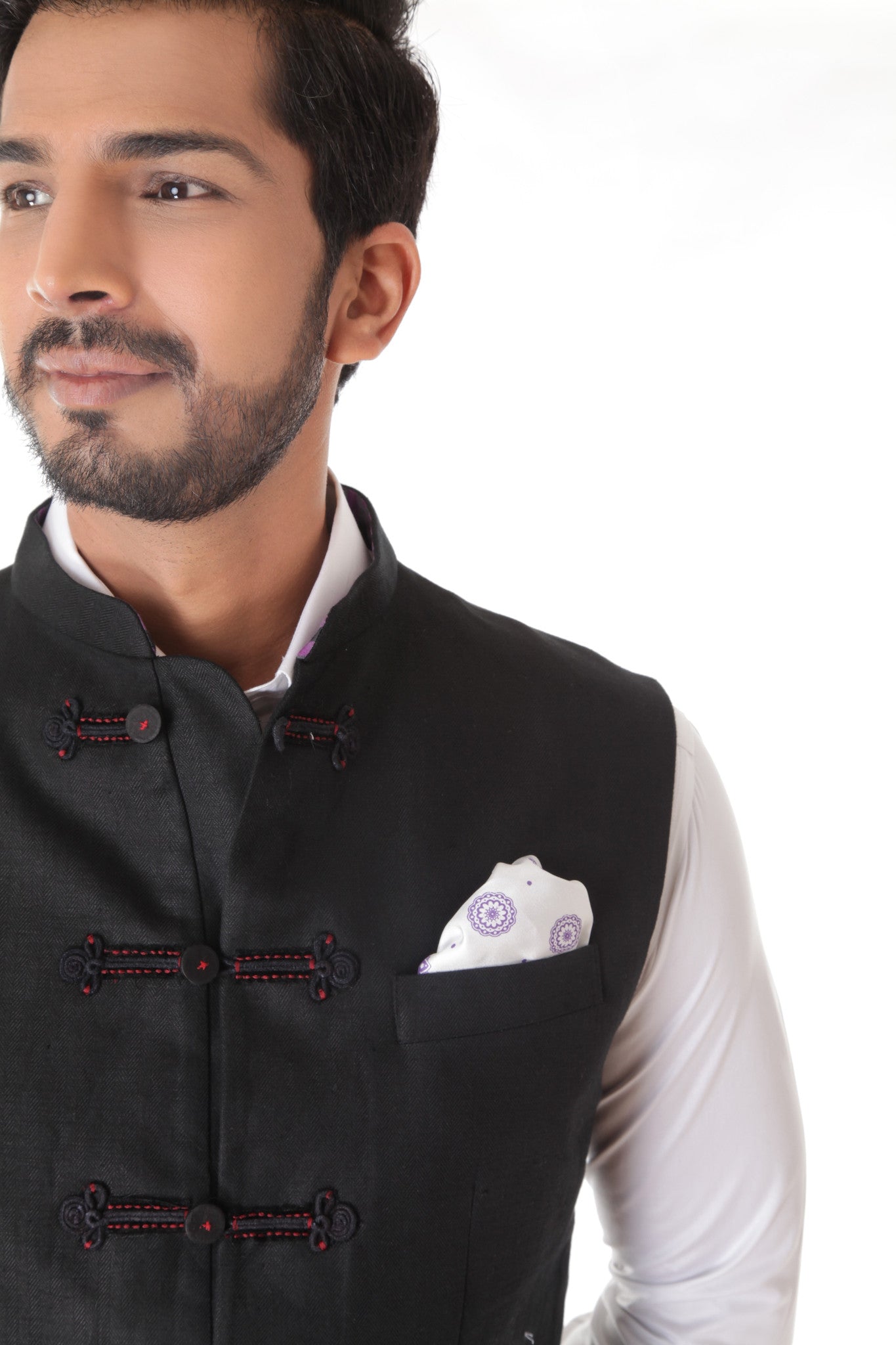 BLACK LINEN WAISTCOAT