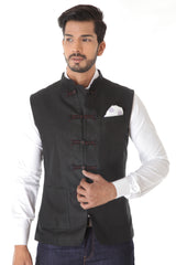 Black Linen Waist Coat