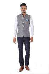 Classic Light Gray Linen Waist Coat