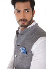 Classic Light Gray Linen Waist Coat