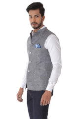Classic Light Gray Linen Waist Coat
