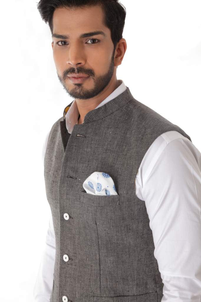 GRAY CLASSIC LINEN WAIST COAT