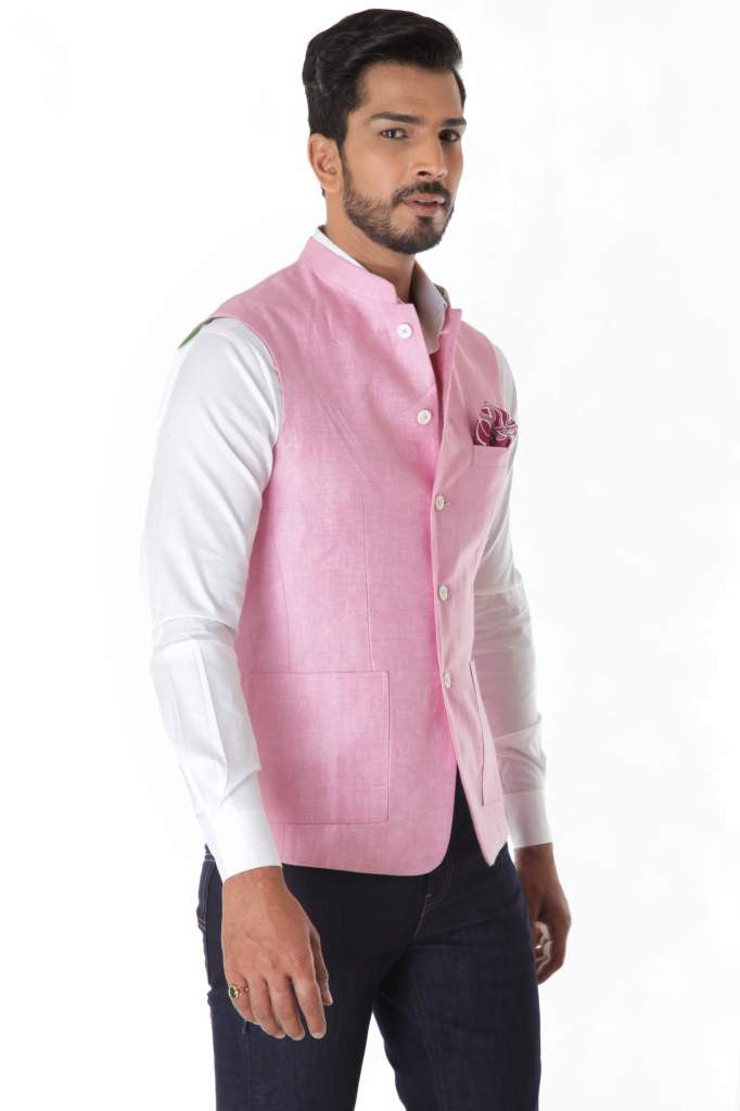 PINK LINEN CLASSIC WAISTCOAT