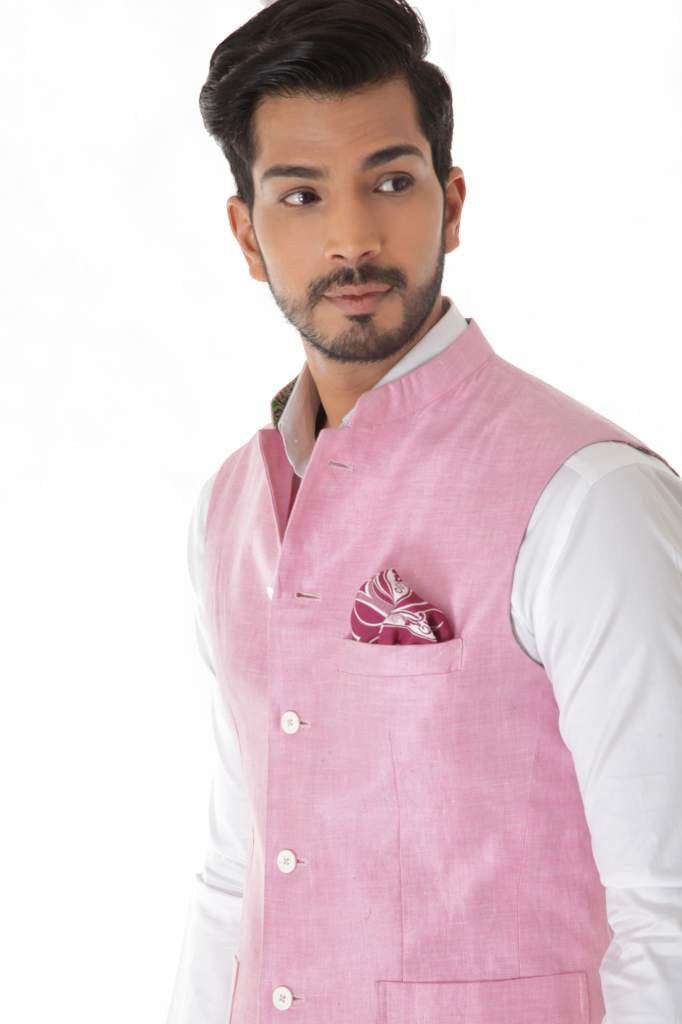 PINK LINEN CLASSIC WAISTCOAT