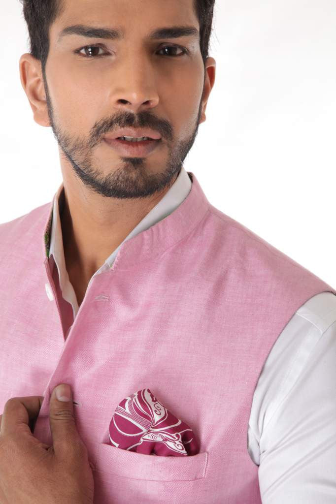 PINK LINEN CLASSIC WAISTCOAT