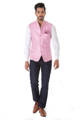 Pink Linen Classic Waist Coat