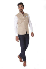 Light Brown Tussar Silk Waist Coat