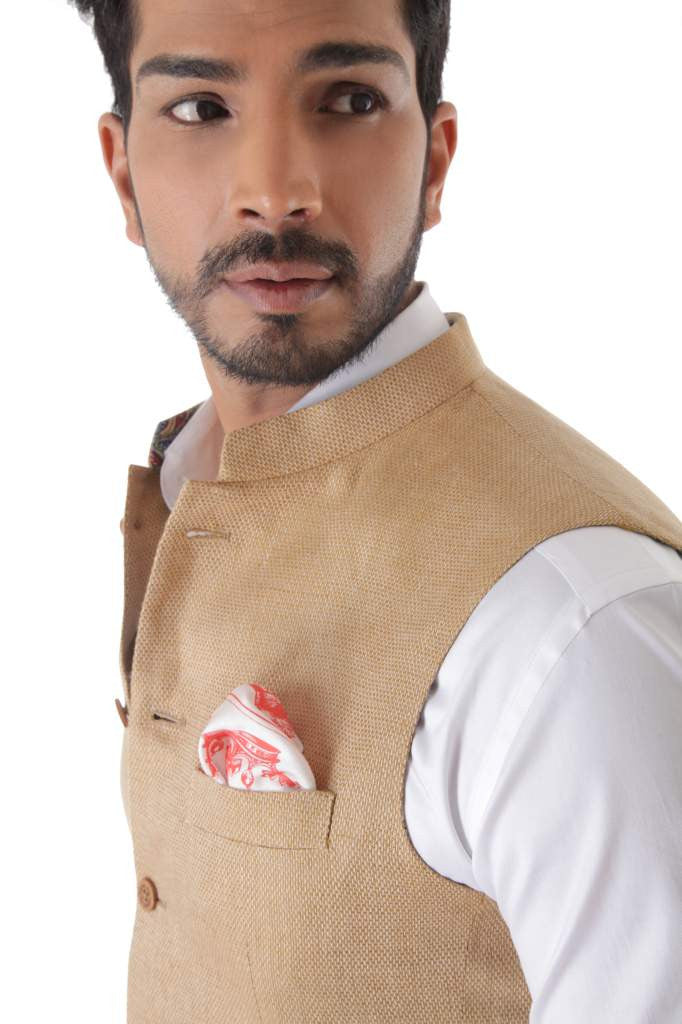 BEIGE LINEN CLASSIC WAISTCOAT
