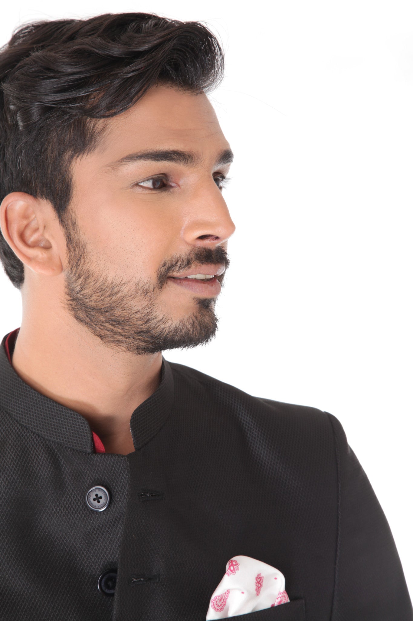 ETHNIC BLACK ACHKAN WITH MAROON KURTA SET