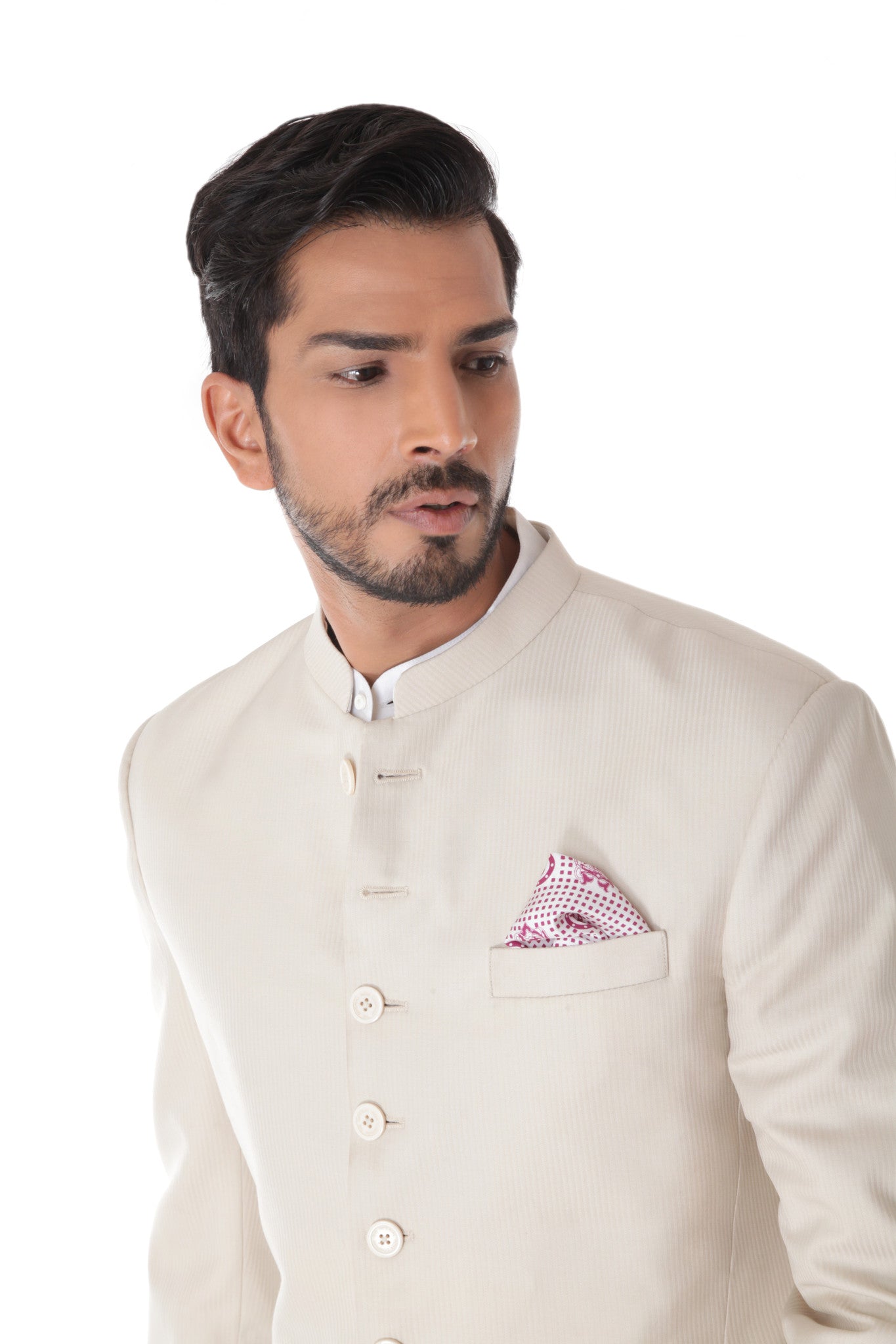 ETHNIC OFFWHITE ACHKAN WITH OFFWHITE CHURIDAR SET