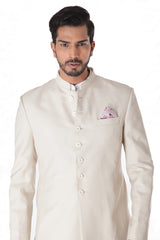 Ethnic Offwhite Achkan with Offwhite Churidar Set