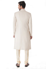 Ethnic Offwhite Achkan with Offwhite Churidar Set