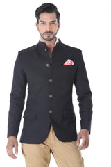 Black Bandhgala Jacket with Mustard Breeches