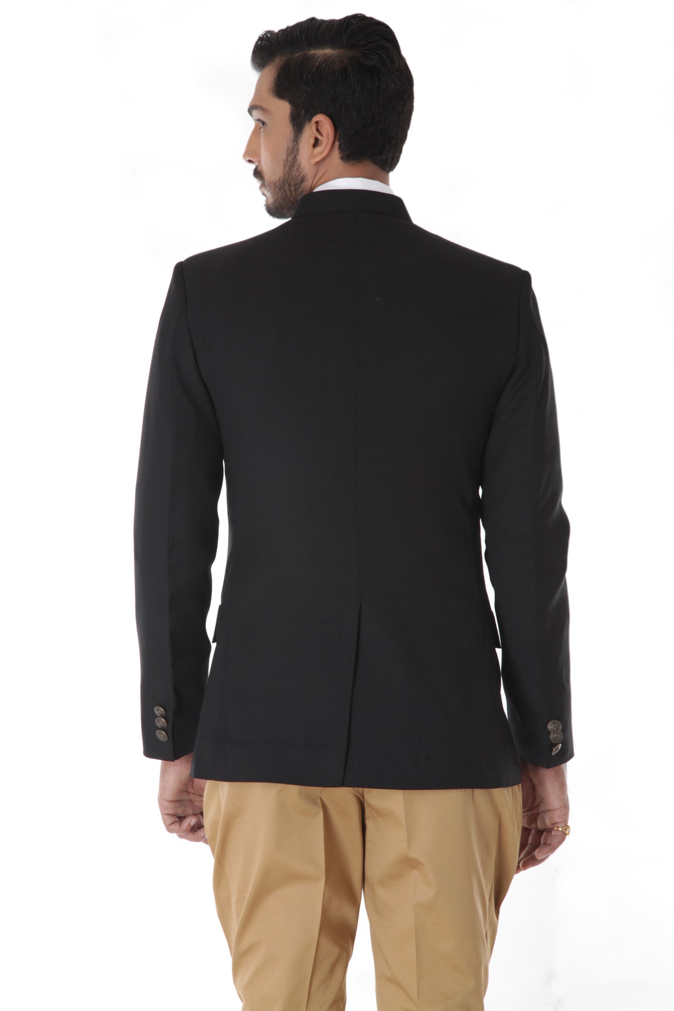 BLACK BANDHGALA JACKET WITH MUSTARD BREECHES
