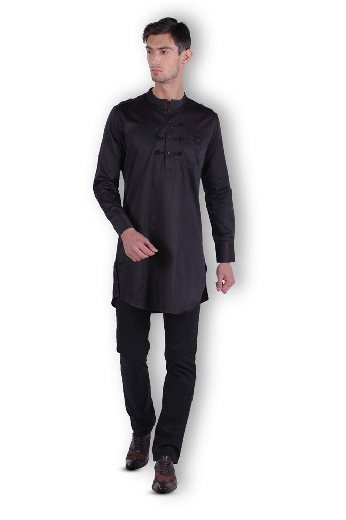 DESIGNER BLACK SILK KURTA