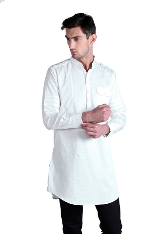 New Men's White Satin Shirt