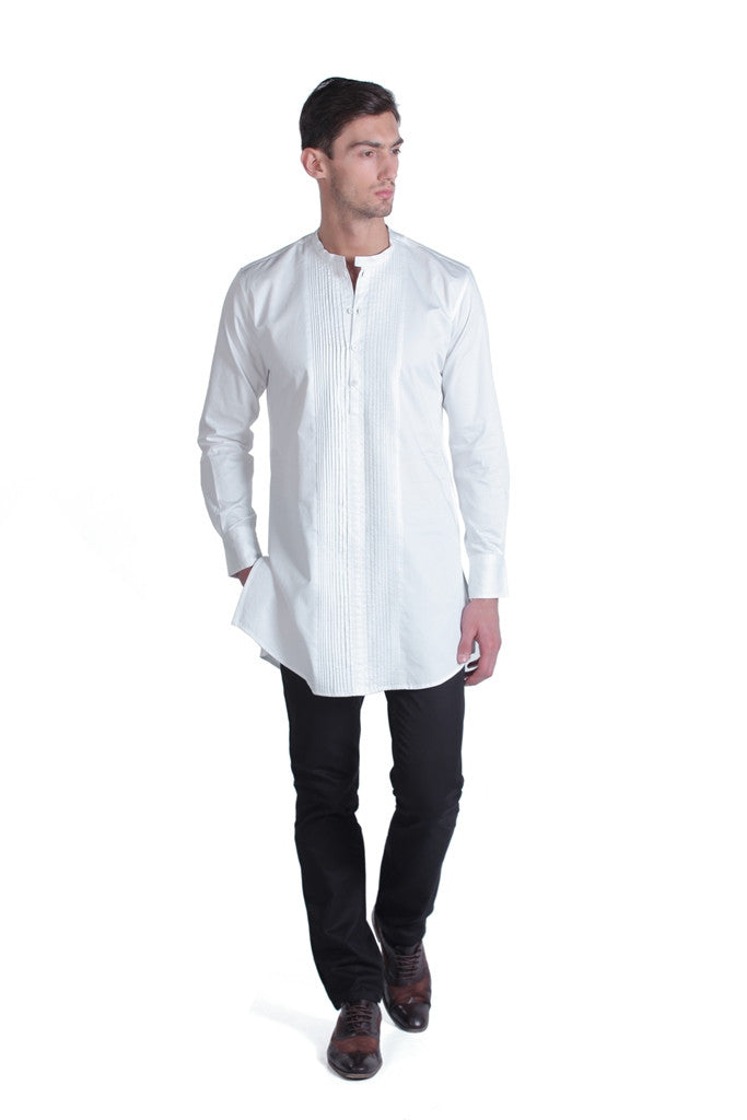 Men's White Silk Kurta