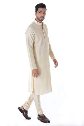 Offwhite Cotton Silk Blend Pintuck Kurta