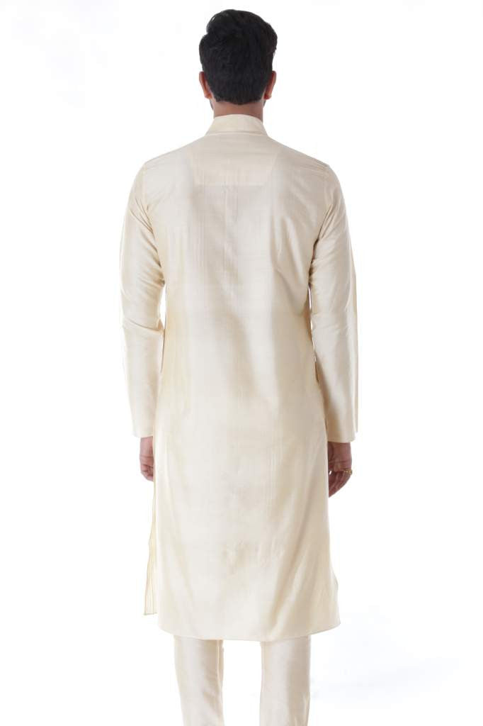 OFFWHITE COTTON SILK BLEND PINTUCK KURTA